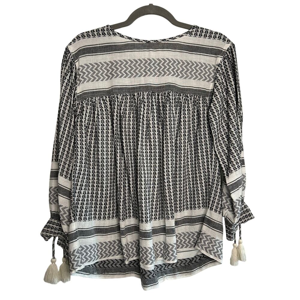 Current/Elliott Black and White Printed Peasant Blouse